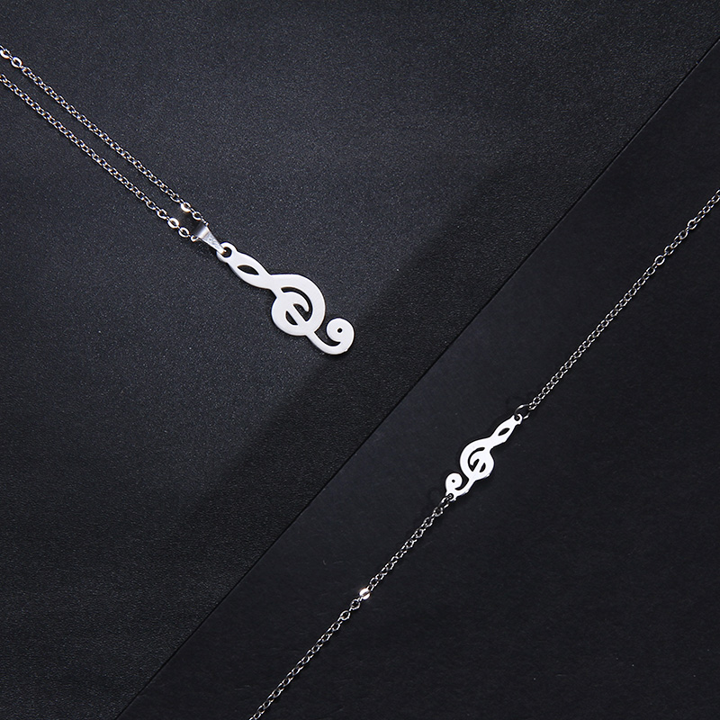 CACANA Stainless Steel Sets For Women Music Shape Necklace Bracelet Earring Jewelry set Lover's Engagement Jewelry S541 - Image 6