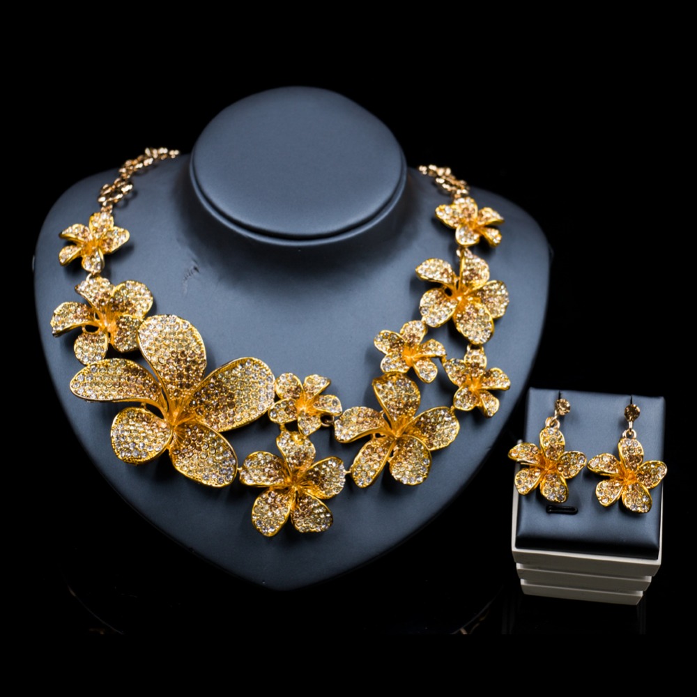 LAN PALACE 2017 fine jewelry african wedding beads nigerian necklace and earrings for party beautiful flowers free shipping - Image 3