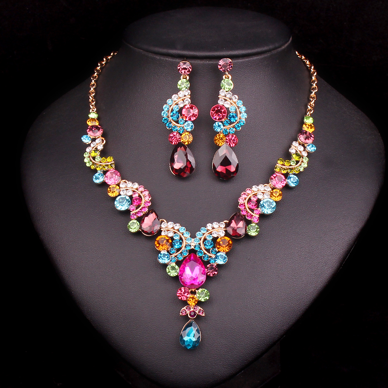 Fashion Crystal Wedding Jewelry Sets For Bride Party Costume Accessories Bridal Decorations Necklace Earring Jewellery for Women - Image 3