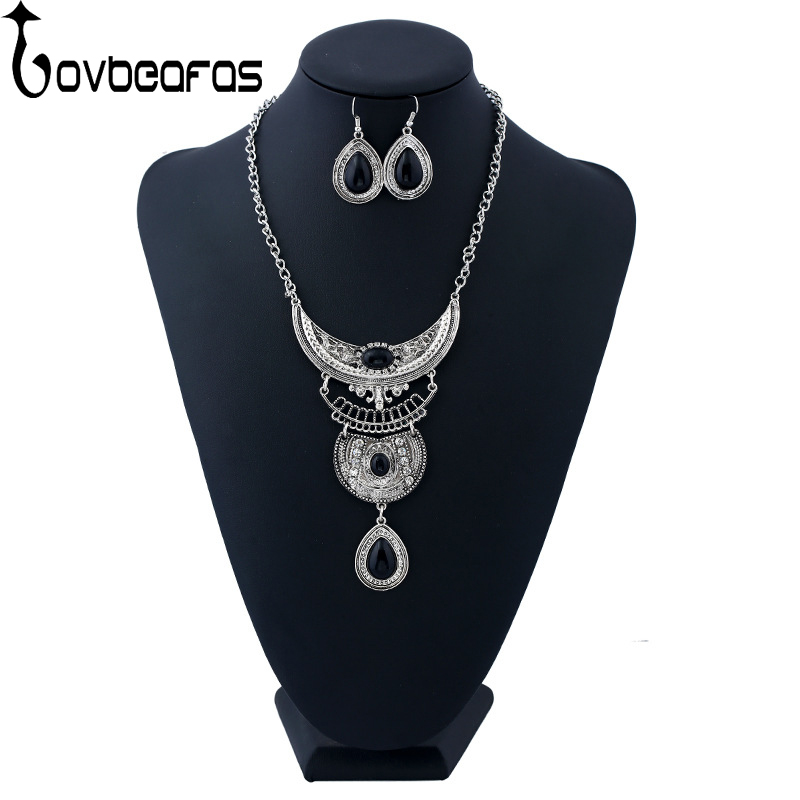 LOVBEAFAS Collares 2018 Multilayer Fashion Bohemian Statement Maxi Necklace Women Earrings Jewelry Sets Vintage Collier Necklace