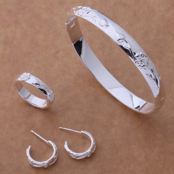 AS060 Hot 925 sterling  silver Jewelry Sets Ring 245 + Bangle 086 + Earring 218 /bfcajwja adcaiuja