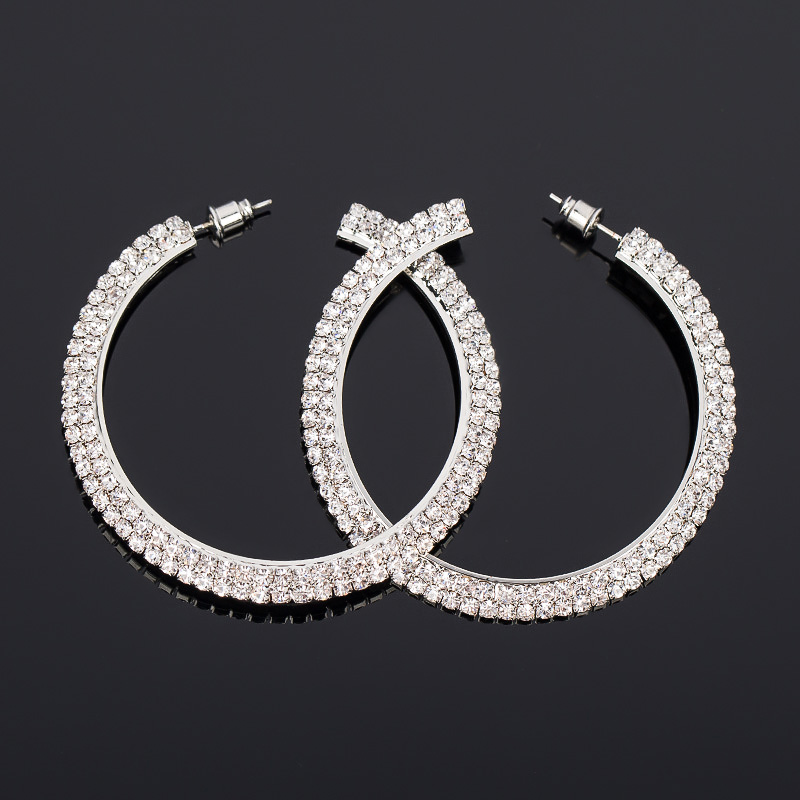 YFJEWE Fashion Jewelry popular earrings super flash double combination elegant crystal hoop earrings for women Party E042 - Image 2