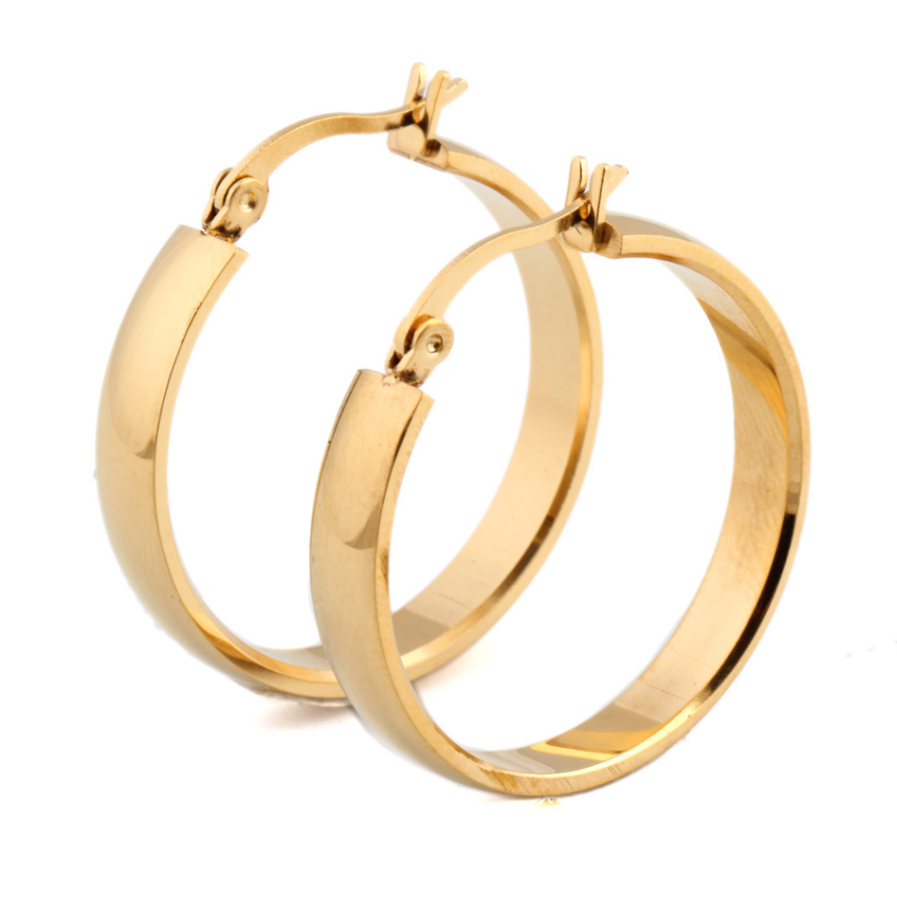Brand Earrings For Women Fashion Jewelry Gift Wholesale Trendy 2 Colors Gold Color Stainless Steel Hoop Earrings