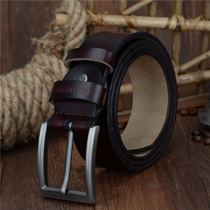 COWATHER 2017 men belt cow genuine leather luxury strap male belts for men new fashion classice vintage pin buckle dropshipping - Image 3