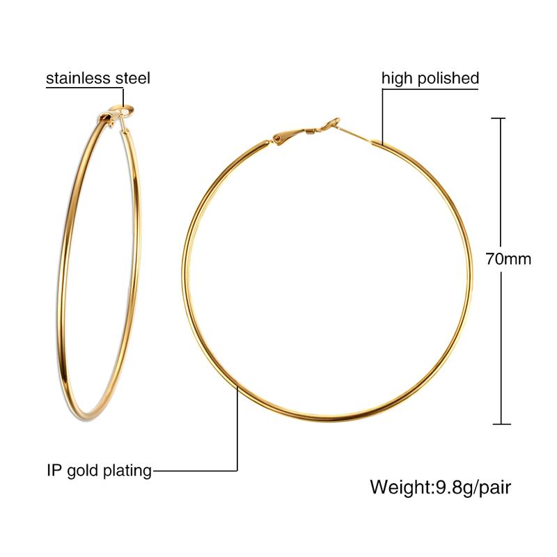 Meaeguet Stainless Steel Elegant Women's Exaggerated Big Circle Hoop Earrings Simple Loop Earring Jewelry Brinco - Image 3