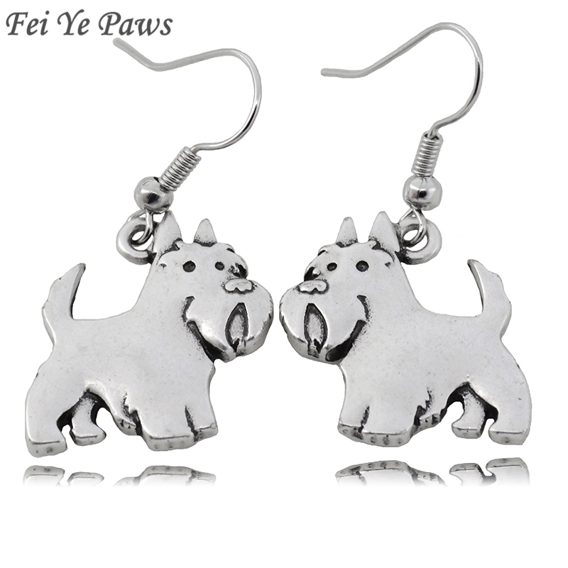 Fei Ye Paws Cute Scottish Terrier Dog Charms Drop Earrings Punk Animal Dangle Earrings Jewelry For Women Girls Pet Lover Jewelry