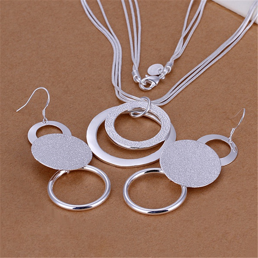 cute Christmas gift Pretty nice  silver plated  fashion elegant for women classic lovely necklace EARRING jewelry Set S17