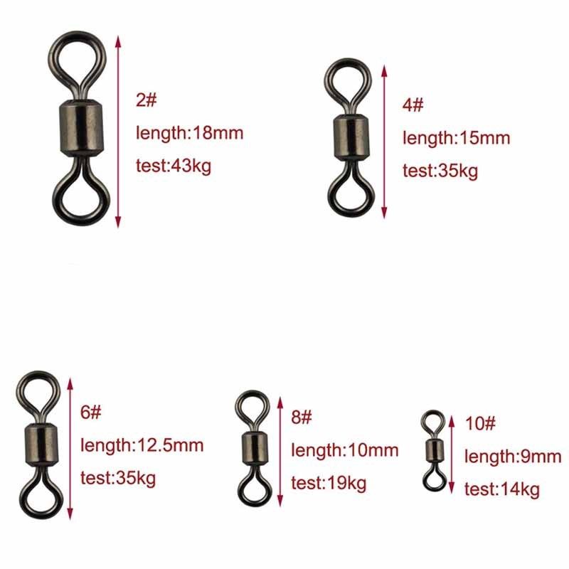 Free Shipping 500 pcs/box Steel Fishing Swivels Interlock Rolling Swivel Fish Hook Connector Fishing Rolling Swivels - Image 5