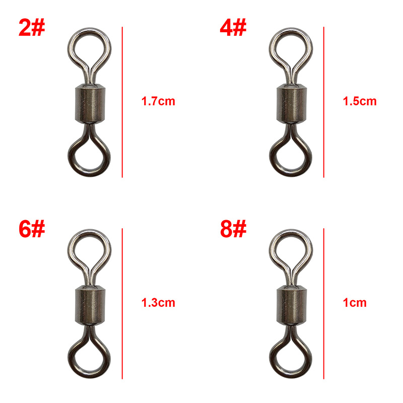 Free Shipping 500 pcs/box Steel Fishing Swivels Interlock Rolling Swivel Fish Hook Connector Fishing Rolling Swivels - Image 3