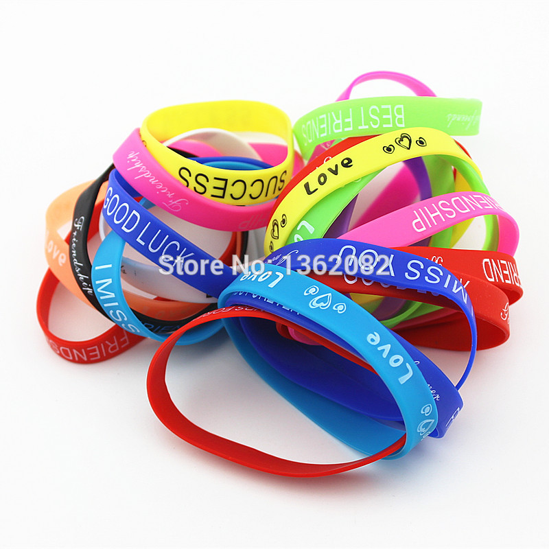 10pcs letters Print Silicon Bracelet Mixed colors 12mm wide Rubber wristbands for men women's jewelry MB193 - Image 3