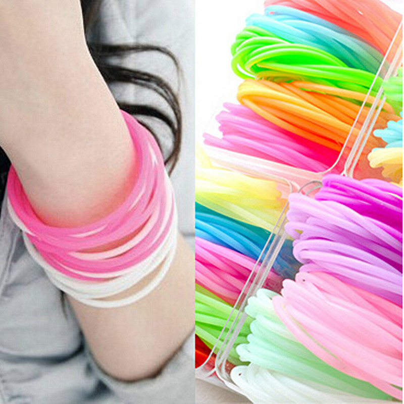 Wholesale 20PCS/Lot Neon Fluorescent Luminous Bracelets Wristband Rubber Gummy Hairband Unisex bangles Glow Bracelets MB01