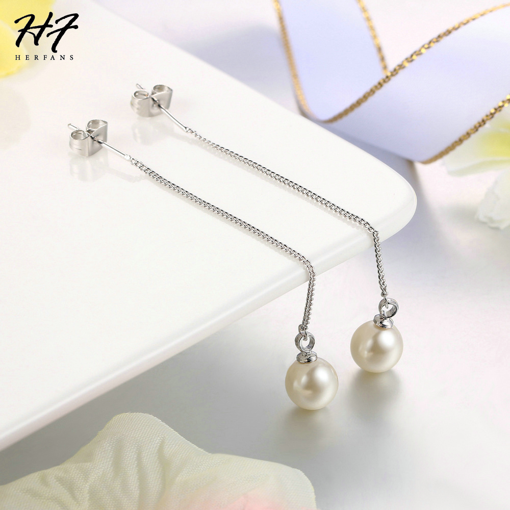 2018 New Vintage Rose Gold Color Black Imitation Pearl Dangle Earrings Trendy Jewelry for Women Wedding Gift Wholesale E033 - Image 6