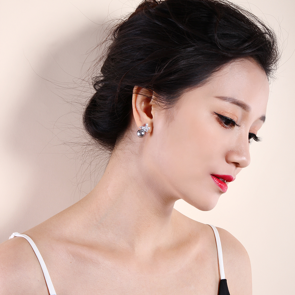 Fashion stud earings with simulated gray pearl oorbellen dropshipping wholesale Women Earring Statement jewelry - Image 2
