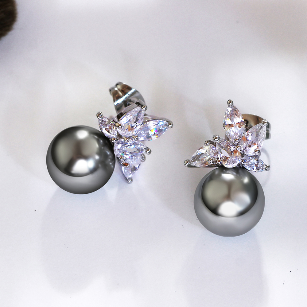 Fashion stud earings with simulated gray pearl oorbellen dropshipping wholesale Women Earring Statement jewelry - Image 4