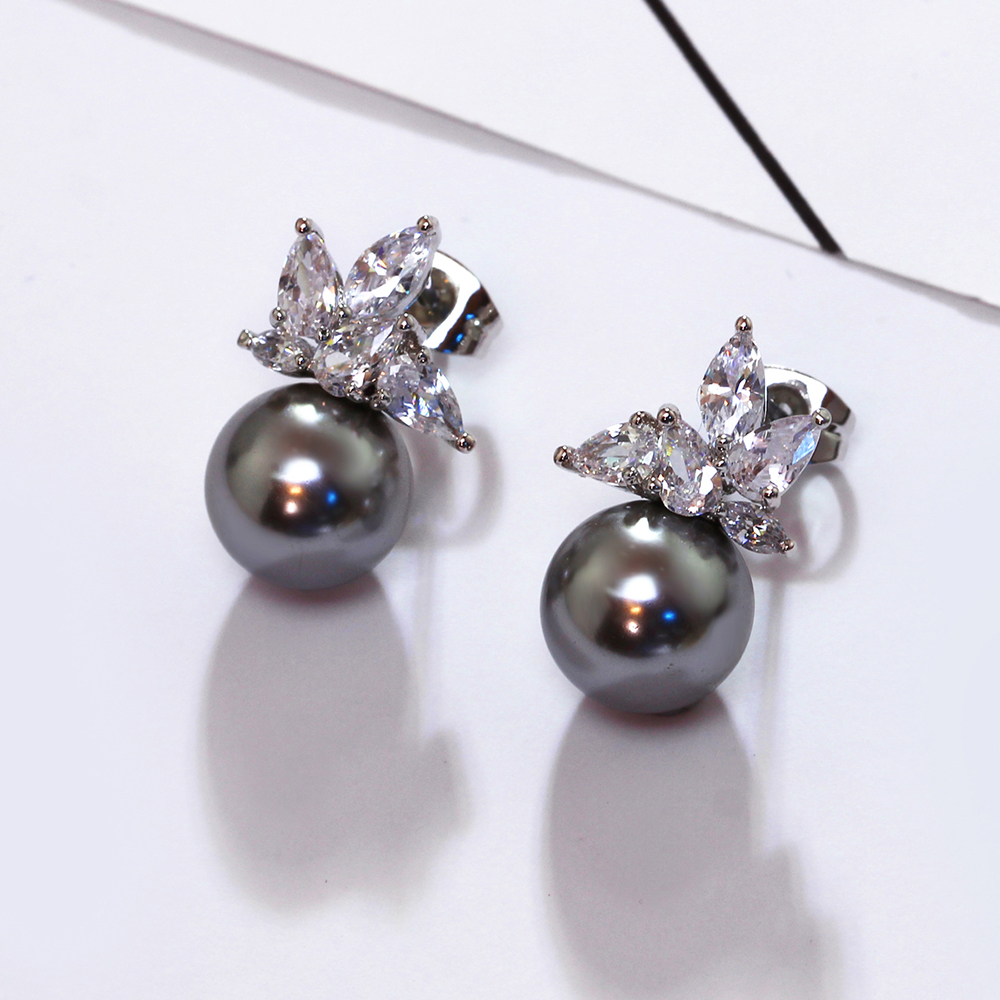 Fashion stud earings with simulated gray pearl oorbellen dropshipping wholesale Women Earring Statement jewelry - Image 3