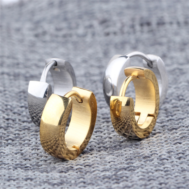 ZORCVENS Punk Gold Color Stainless Steel Stud Earrings Simple Style Circle Stud Earring Fashion Earrings for Women Man Jewelry - Image 6