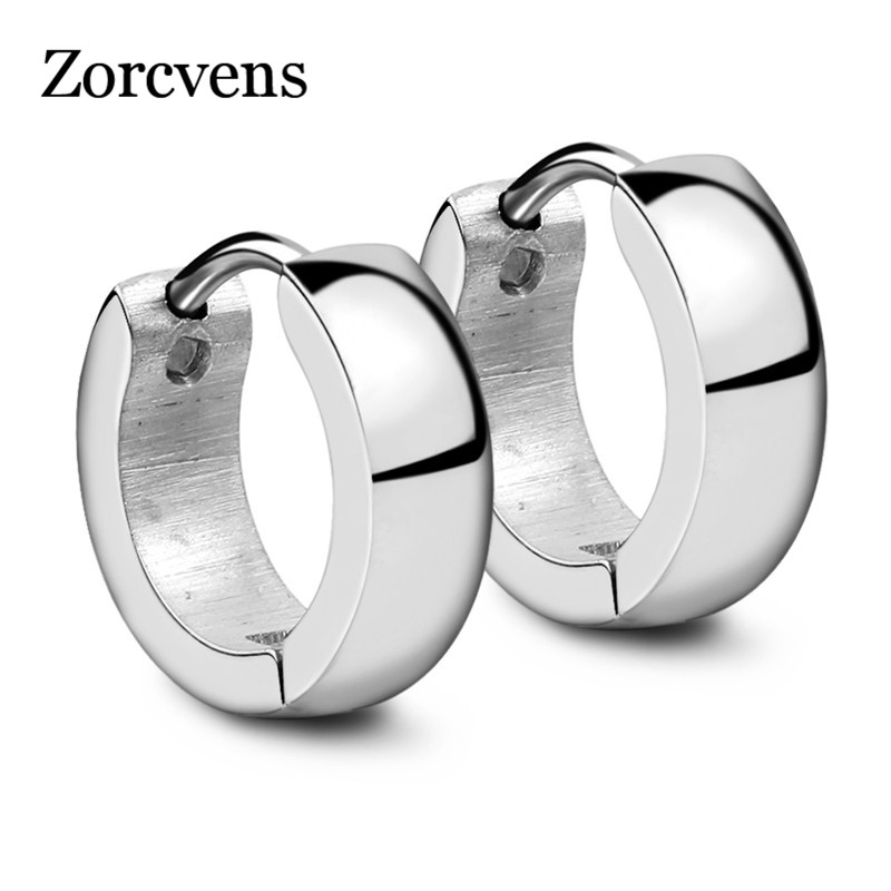 ZORCVENS Punk Gold Color Stainless Steel Stud Earrings Simple Style Circle Stud Earring Fashion Earrings for Women Man Jewelry