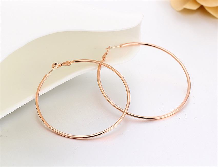 Oversize Rose Gold Color Large Big Circle Loop Hoop Earrings For Women Girl Hiphop Jewelry Aros oorbellen boucle d'oreille femme - Image 3