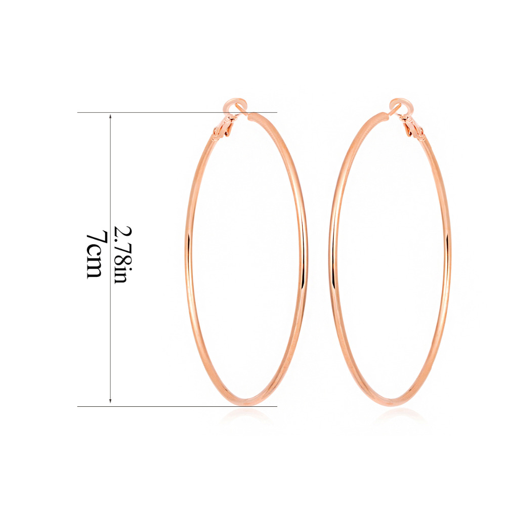 Oversize Rose Gold Color Large Big Circle Loop Hoop Earrings For Women Girl Hiphop Jewelry Aros oorbellen boucle d'oreille femme - Image 5