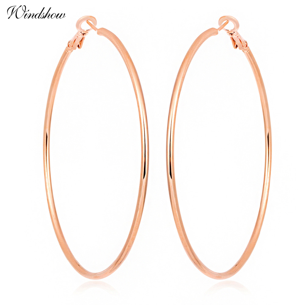 Oversize Rose Gold Color Large Big Circle Loop Hoop Earrings For Women Girl Hiphop Jewelry Aros oorbellen boucle d'oreille femme