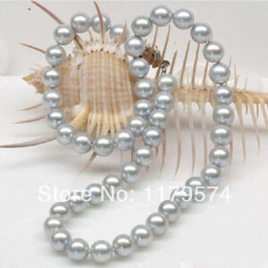 Charming Rare! 8-9MM Gray Akoya Cultured Pearl Necklace DIY Gifts For Girl Women AAA 18″ WJ357
