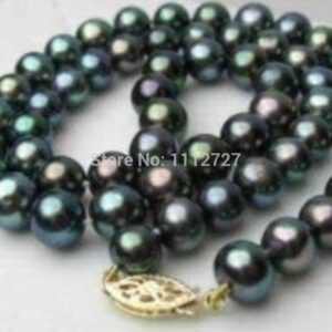 Rare 8-9MM Black Akoya Cultured Pearl Necklace Beads Jewelry Natural Stone Gifts For Girl Women 17″ MY4154 Wholesale Price