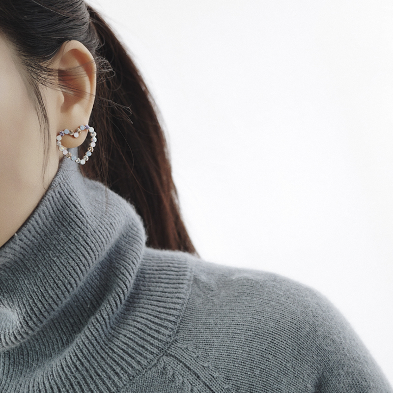 New Korean Hollow Multicolor Rhinestone Star Love Heart Stud Earrings for Women Cute Fashion Girl Ear Jewelry Brinco Gift 6G1006 - Image 6