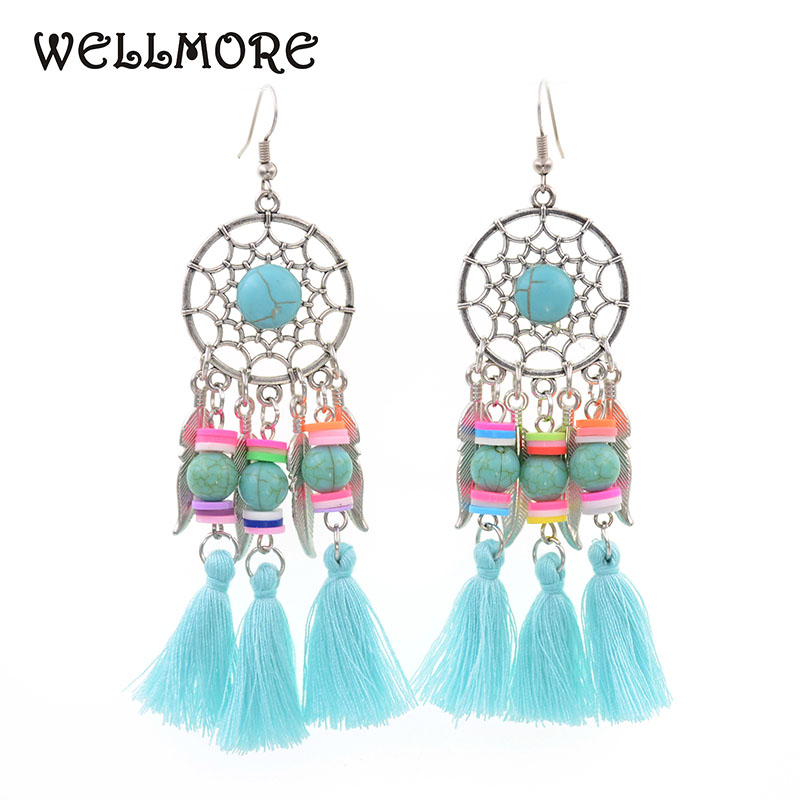 WELLMORE 17 new fashion tassel earrings 5 colors tassel earrings for women jewelry wholesale E171015-5