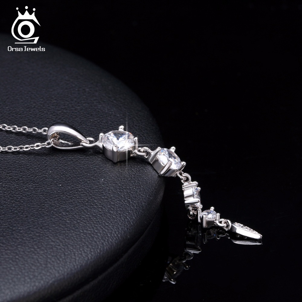 ORSA JEWELS Ethnic 925 Sterling Silver Long Leaf Shape Pendant Necklaces For Women Fine Jewelry Girl Female Wedding Gift SN76 - Image 4