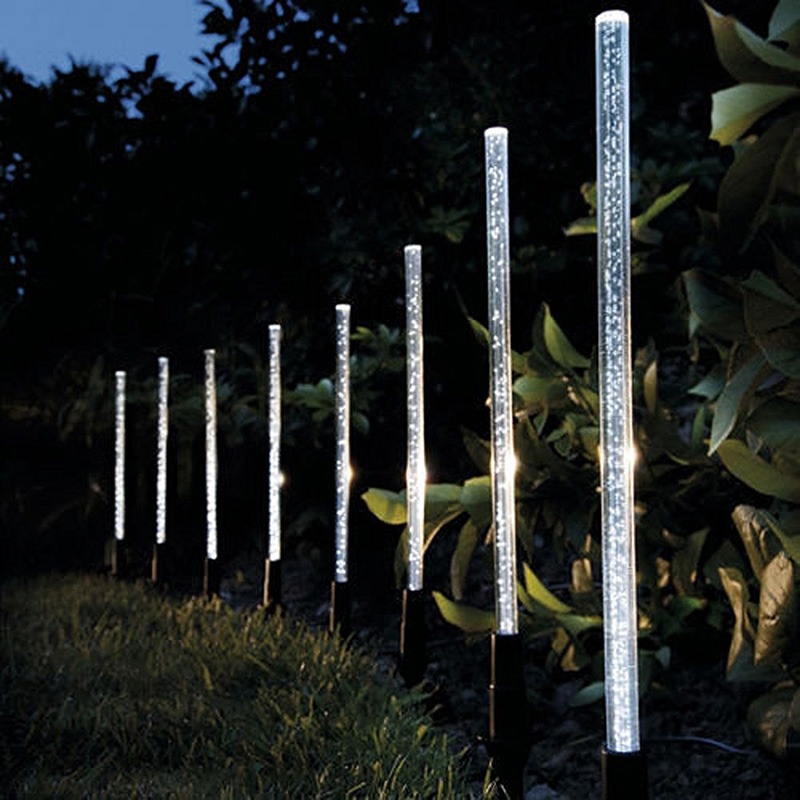 Solar Power Tube Lights Lamps Acrylic Bubble Pathway  Lawn Landscape Decoration Garden Stick Stake Light Lamp Set