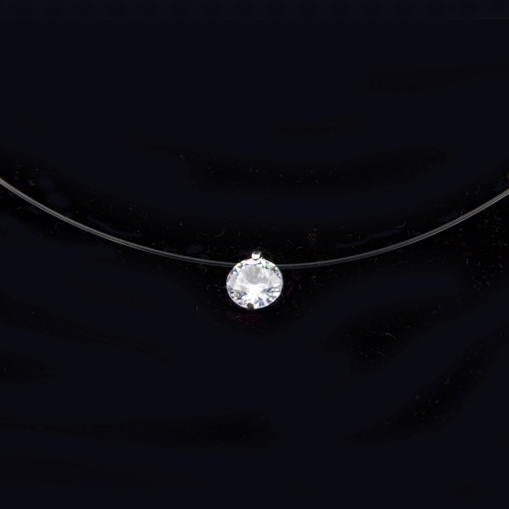 Poputton Female Transparent Fishing Line Necklace Silver Invisible Chain Necklace Women Rhinestone Choker Necklace Collier Femme - Image 3