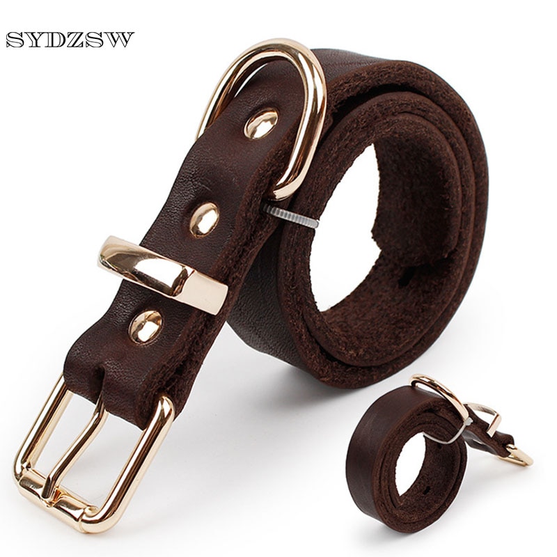 SYDZSW Top Grade Leather Dog Collar Pet Leads Alloy Buckle Labrador German Shepherd Dog Collar Lrage Dog Products 2.5*56cm