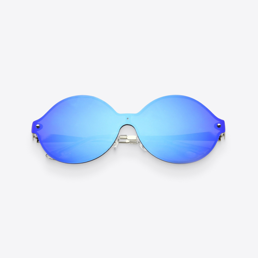 Blue Mirrored Retro Oversized Sunglasses