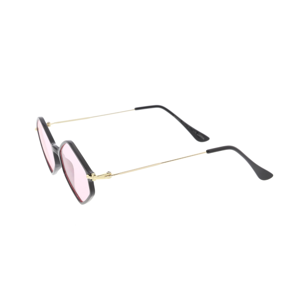 Pink & Black Retro Hexagon Sunglasses - Image 4