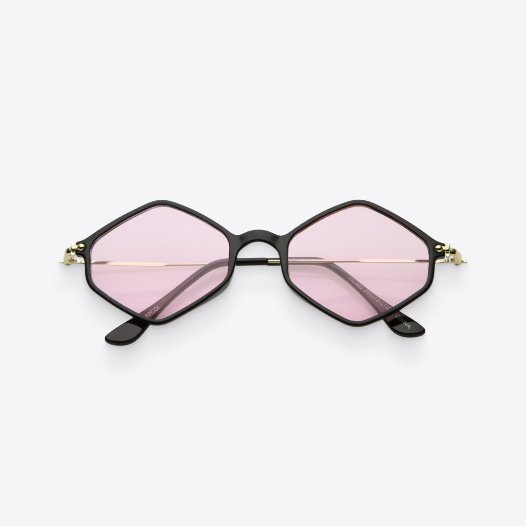 Pink & Black Retro Hexagon Sunglasses