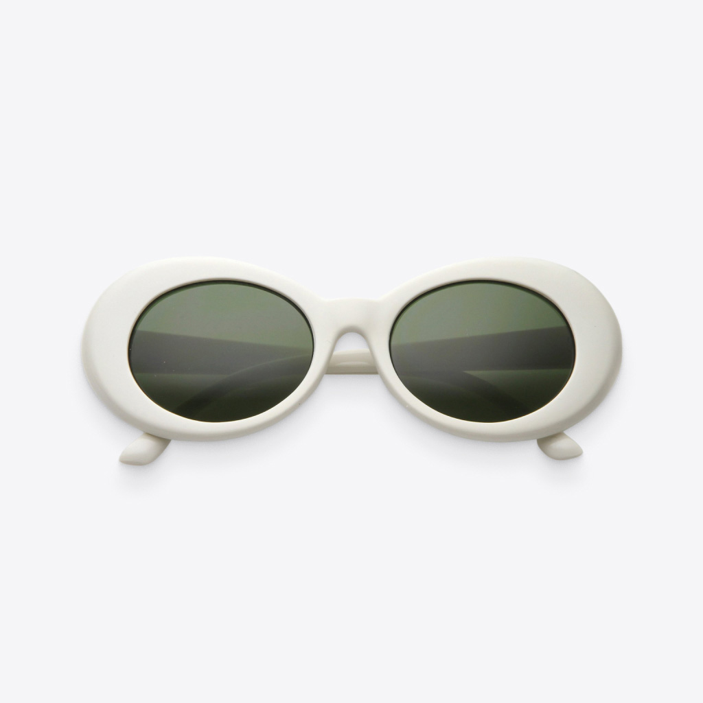 White & Green Women’s Retro Oval Sunglasses