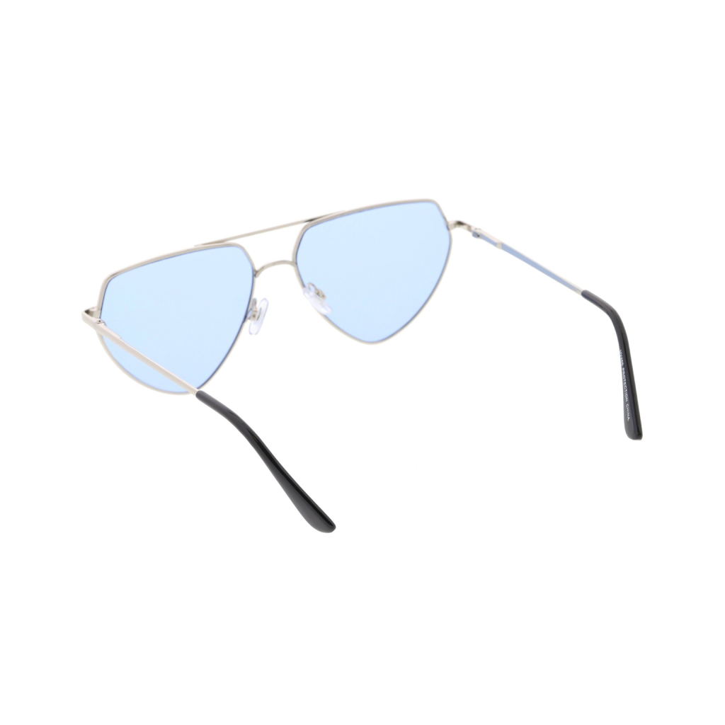 Silver & Blue Retro Flat-Top Triangle Sunglasses - Image 5