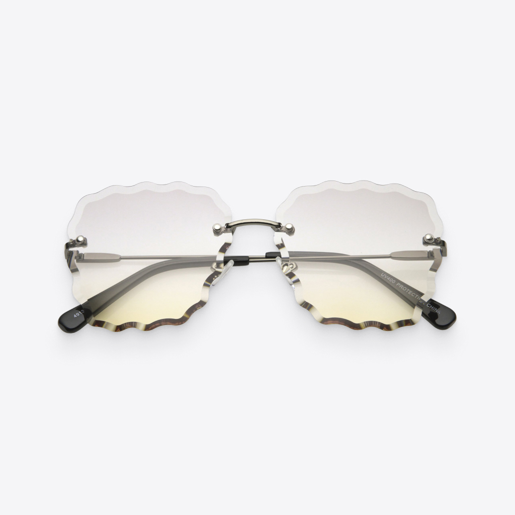 Women’s Gunmetal & Light Smoke Scalloped-Gem Sunglasses