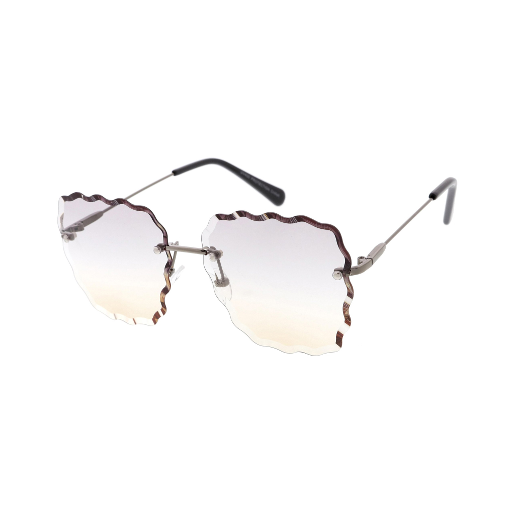 Women’s Gunmetal & Light Smoke Scalloped-Gem Sunglasses - Image 3