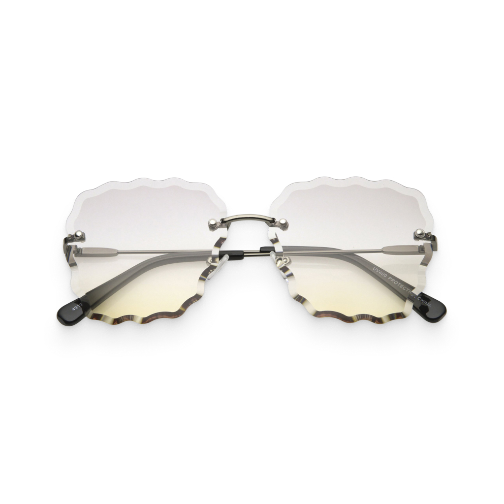 Women’s Gunmetal & Light Smoke Scalloped-Gem Sunglasses - Image 2