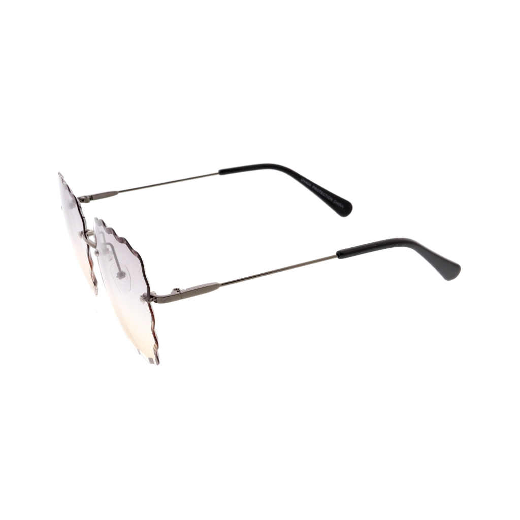 Women’s Gunmetal & Light Smoke Scalloped-Gem Sunglasses - Image 4